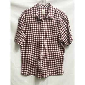 Johnnie-O Hangin' Out Mens XL Burgundy White Gingham Check Short Sleeve Shirt